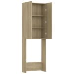 Meuble pour machine à laver Chêne sonoma 64x25,5x190 cm – Image 6