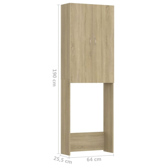 Meuble pour machine à laver Chêne sonoma 64x25,5x190 cm – Image 7
