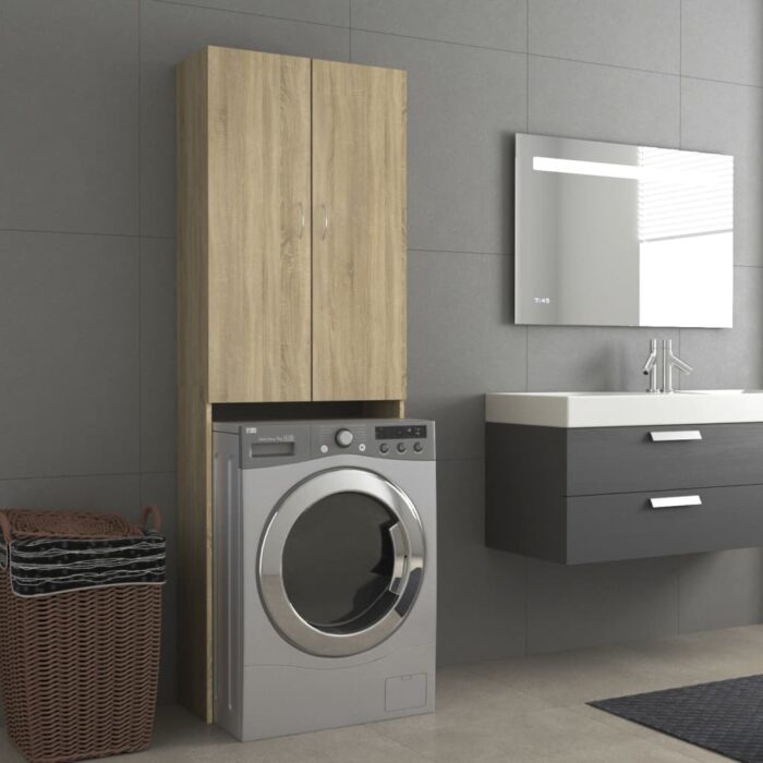 Meuble pour machine à laver Chêne sonoma 64x25,5x190 cm – Image 1