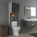 Meuble pour machine à laver Gris béton 64x25,5x190 cm – Image 3