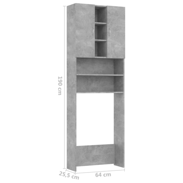 Meuble pour machine à laver Gris béton 64x25,5x190 cm – Image 7