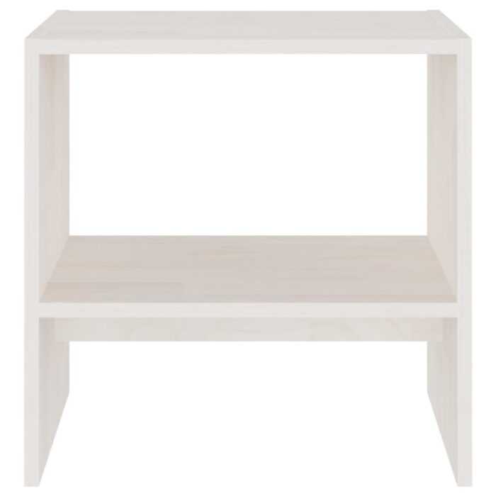 Table de chevet Blanc 40x30,5x40 cm Bois de pin massif – Image 4