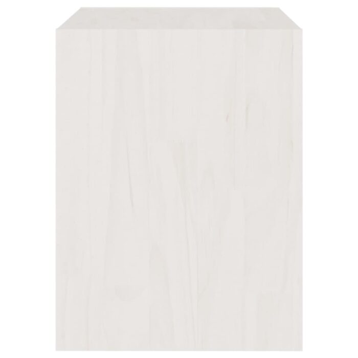 Table de chevet Blanc 40x30,5x40 cm Bois de pin massif – Image 5