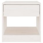 Table de chevet Blanc 40x31x40 cm Bois de pin massif – Image 3