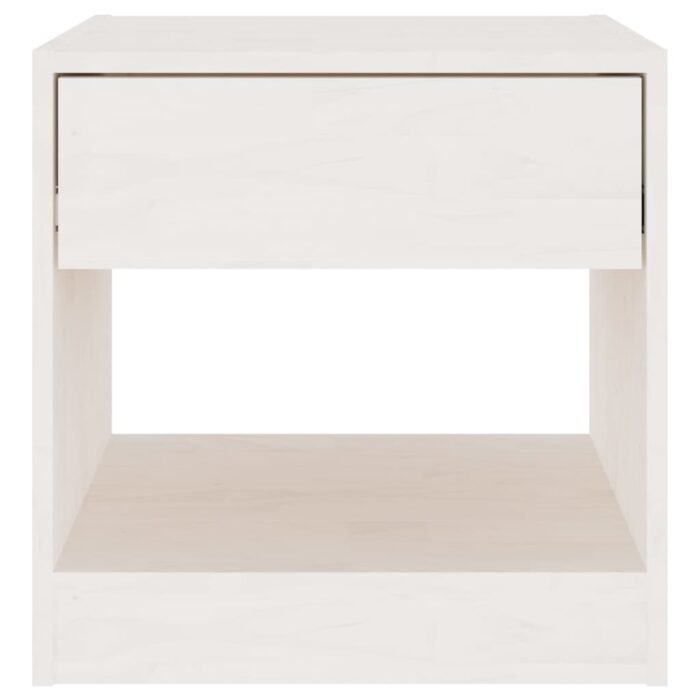 Table de chevet Blanc 40x31x40 cm Bois de pin massif – Image 3