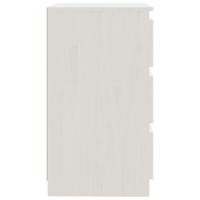 Table de chevet Blanc 60x36x64 cm Bois de pin massif – Image 5