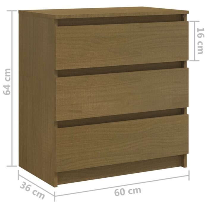 Table de chevet Marron miel 60x36x64 cm Bois de pin massif – Image 7