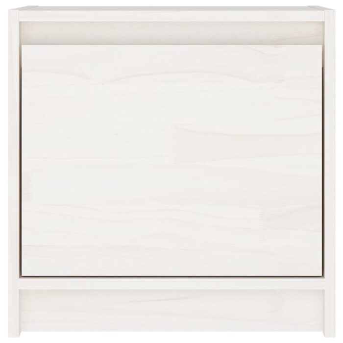Table de chevet Blanc 40x30,5x40 cm Bois de pin massif – Image 3