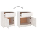 Tables de chevet 2 pcs Blanc 40x31x50 cm Bois de pin massif – Image 7