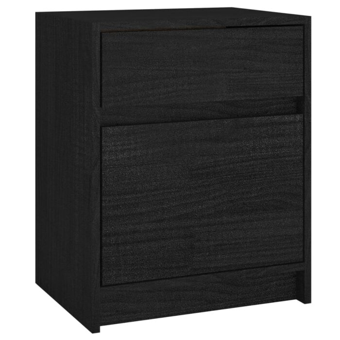 Tables de chevet 2 pcs Noir 40x31x50 cm Bois de pin massif – Image 3