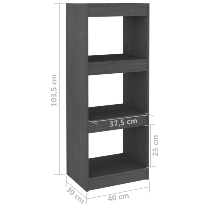 Bibliothèque/Séparateur de pièce Gris 40x30x103,5 cm Pin massif – Image 6