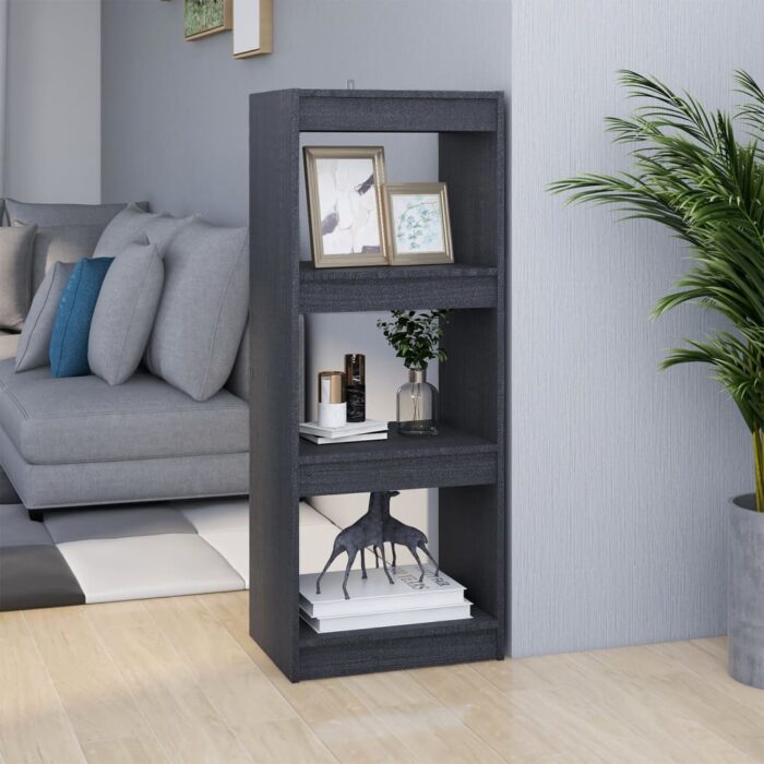 Bibliothèque/Séparateur de pièce Gris 40x30x103,5 cm Pin massif – Image 1