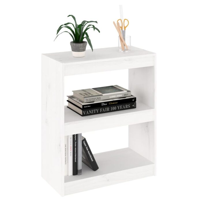 Bibliothèque/Séparateur de pièce Blanc 60x30x71,5 cm Pin massif – Image 2