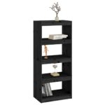 Bibliothèque/Séparateur de pièce Noir 60x30x135,5 cm Pin massif – Image 2