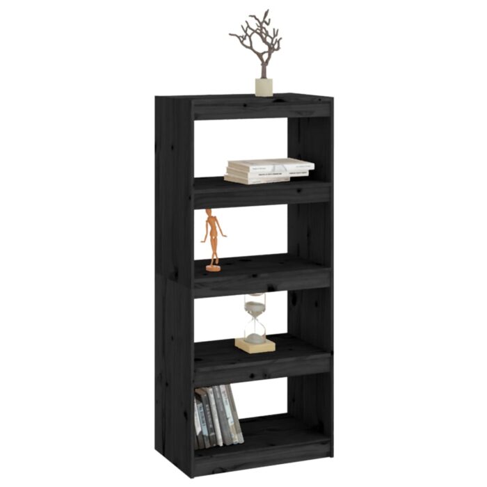 Bibliothèque/Séparateur de pièce Noir 60x30x135,5 cm Pin massif – Image 2