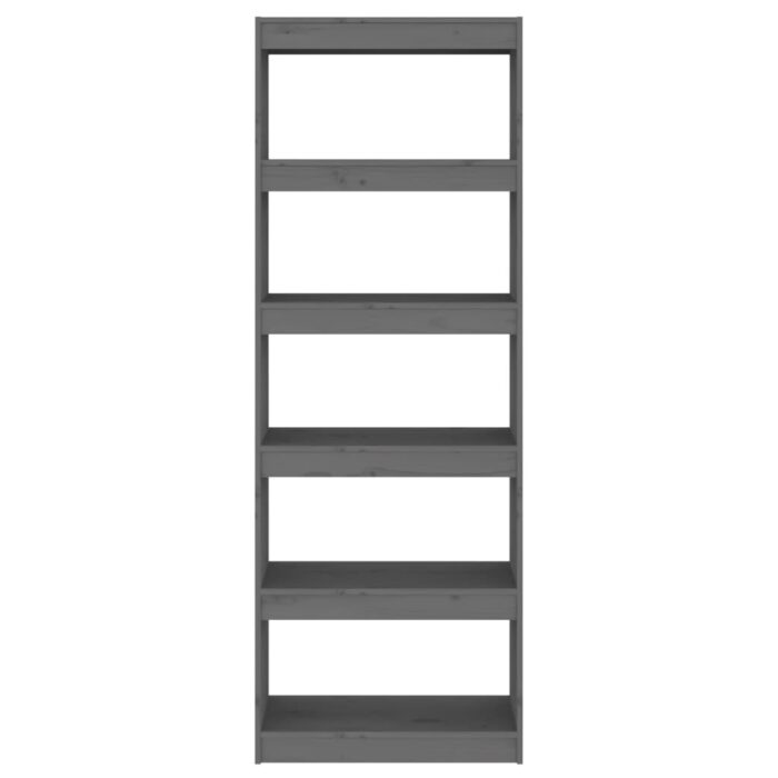 Bibliothèque/Séparateur de pièce Gris 60x30x167,5 cm Pin massif – Image 3