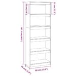 Bibliothèque/Séparateur de pièce Gris 60x30x167,5 cm Pin massif – Image 6