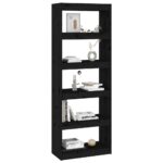 Bibliothèque/Séparateur de pièce Noir 60x30x167,5 cm Pin massif – Image 2