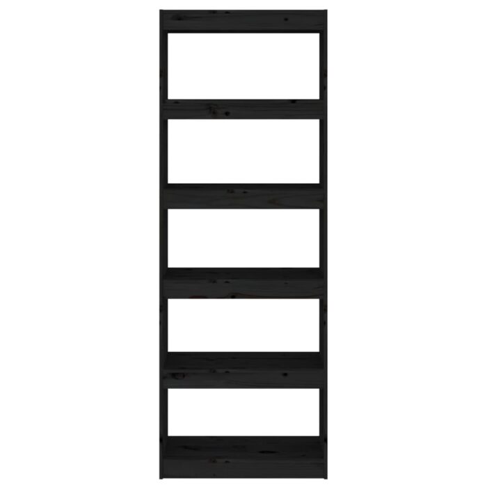 Bibliothèque/Séparateur de pièce Noir 60x30x167,5 cm Pin massif – Image 3