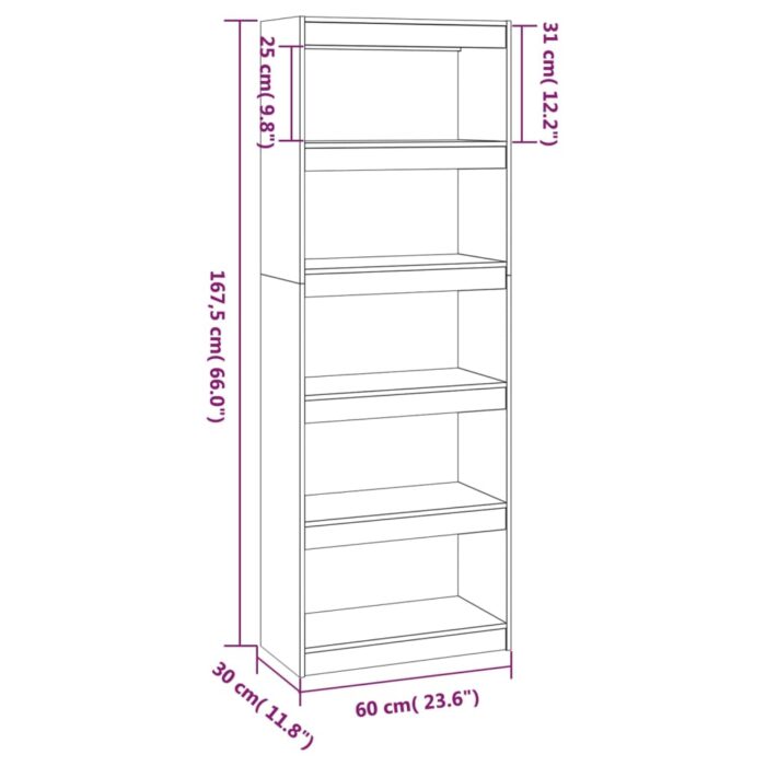 Bibliothèque/Séparateur de pièce Noir 60x30x167,5 cm Pin massif – Image 6
