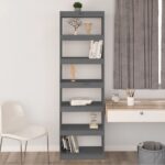 Bibliothèque/Séparateur de pièce Gris 60x30x199,5 cm Pin massif – Image 2