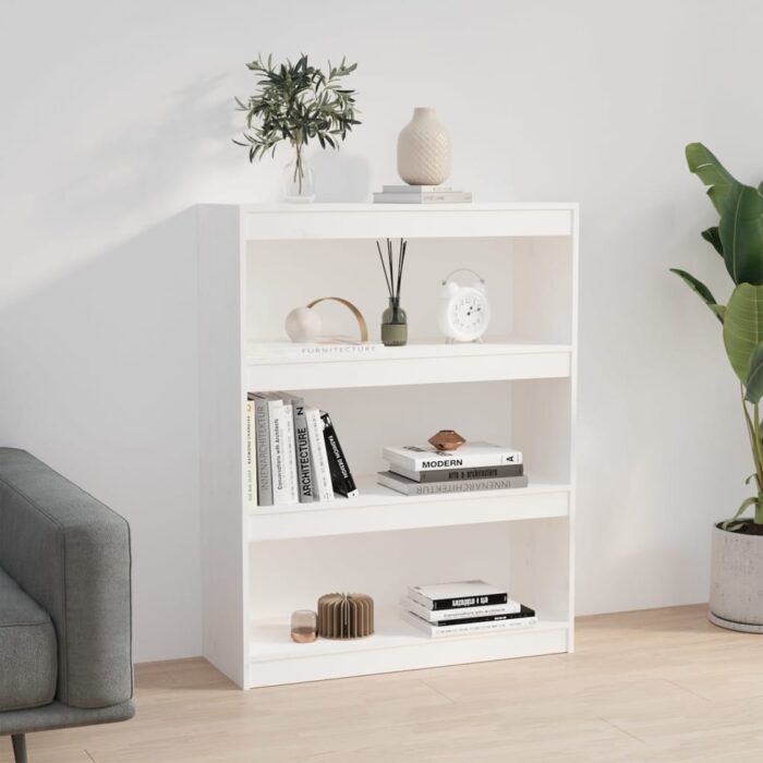 Bibliothèque/Séparateur de pièce Blanc 80x30x103,5cm Pin massif – Image 2