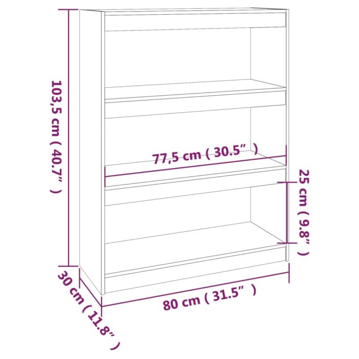 Bibliothèque/Séparateur de pièce Blanc 80x30x103,5cm Pin massif – Image 6