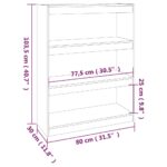 Bibliothèque/Séparateur de pièce Gris 80x30x103,5 cm Pin massif – Image 6