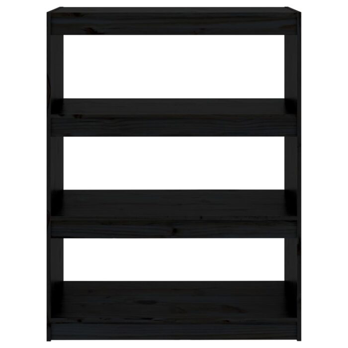 Bibliothèque/Séparateur de pièce Noir 80x30x103,5 cm Pin massif – Image 3