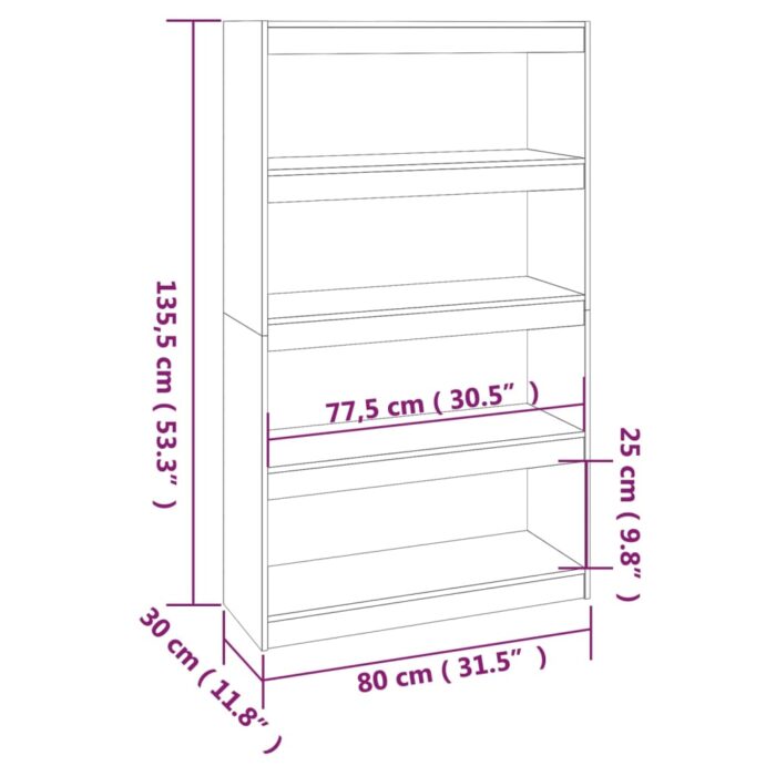 Bibliothèque/Séparateur de pièce Blanc 80x30x135,5cm Pin massif – Image 6
