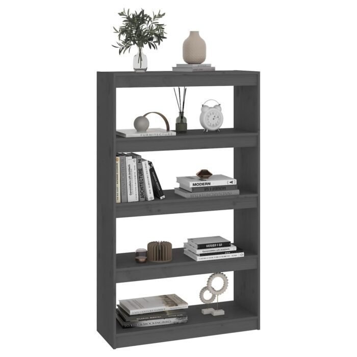 Bibliothèque/Séparateur de pièce Gris 80x30x135,5 cm Pin massif – Image 2