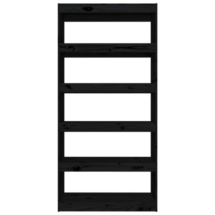 Bibliothèque/Séparateur de pièce Noir 80x30x167,4 cm Pin massif – Image 3
