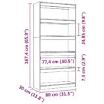 Bibliothèque/Séparateur de pièce Noir 80x30x167,4 cm Pin massif – Image 6