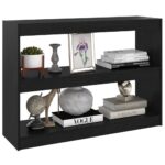 Bibliothèque/Séparateur de pièce Noir 100x30x71,5 cm Pin massif – Image 2