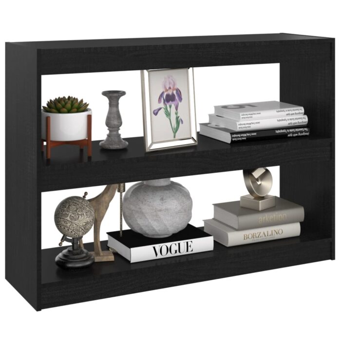 Bibliothèque/Séparateur de pièce Noir 100x30x71,5 cm Pin massif – Image 2