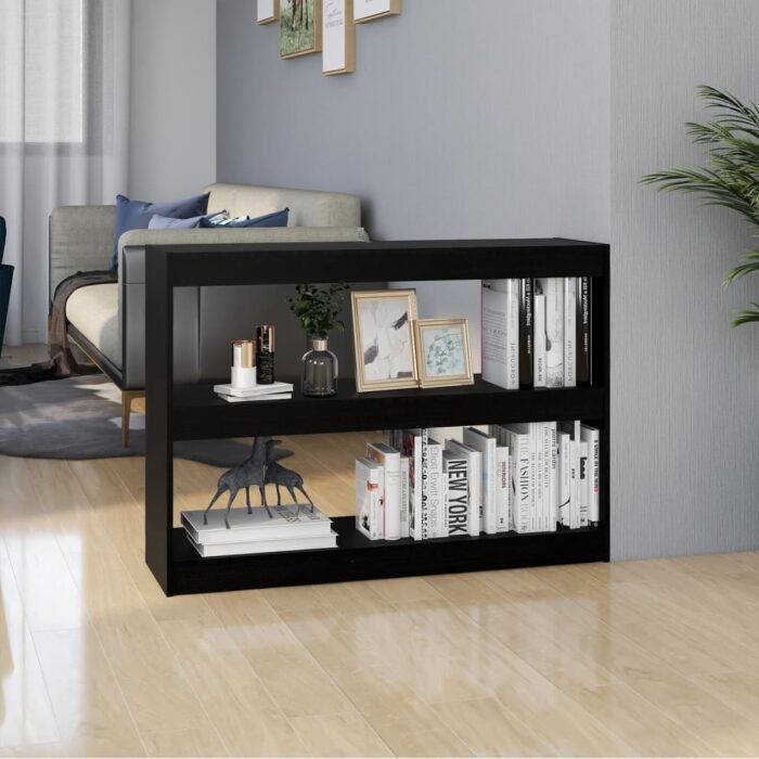 VXL8720286609125_m_en_hd_1.jpg Bibliothèque/Séparateur de pièce Noir 100x30x71,5 cm Pin massif – Image 1