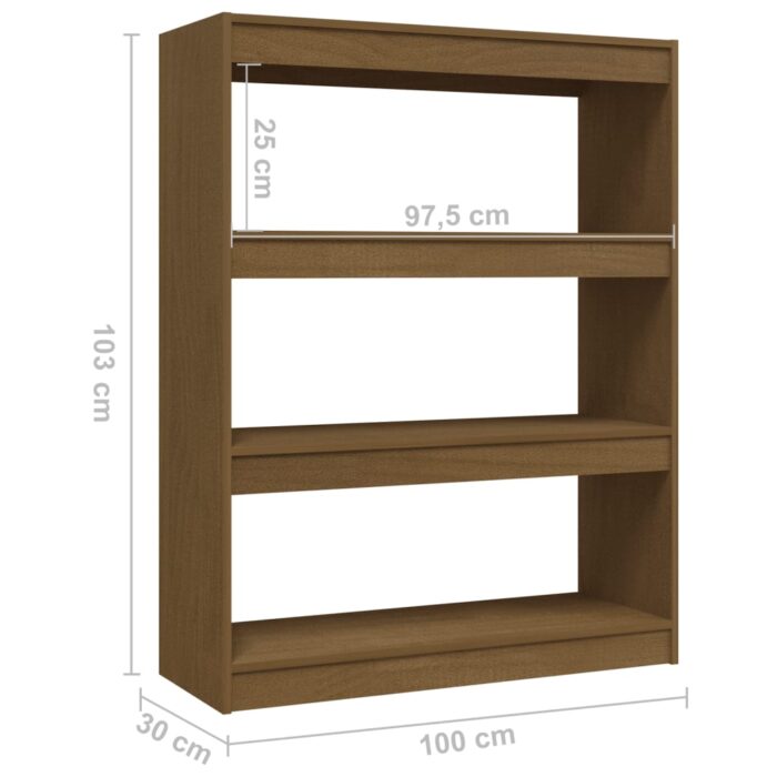 Bibliothèque/Séparateur de pièce Marron miel 100x30x103 cm Pin – Image 6