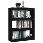 Bibliothèque/Séparateur de pièce Noir 100x30x103 cm Pin massif – Image 2