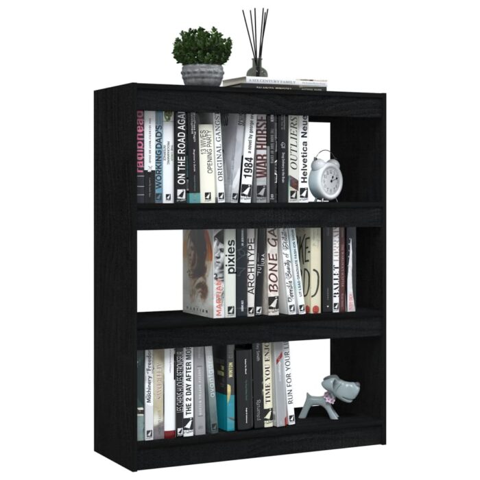 Bibliothèque/Séparateur de pièce Noir 100x30x103 cm Pin massif – Image 2