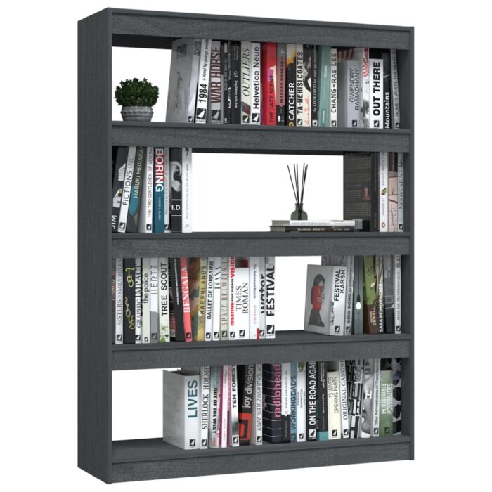 Bibliothèque/Séparateur de pièce Gris 100x30x135,5cm Pin massif – Image 2
