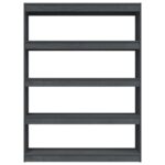 Bibliothèque/Séparateur de pièce Gris 100x30x135,5cm Pin massif – Image 4