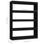 Bibliothèque/Séparateur de pièce Noir 100x30x135,5cm Pin massif – Image 6