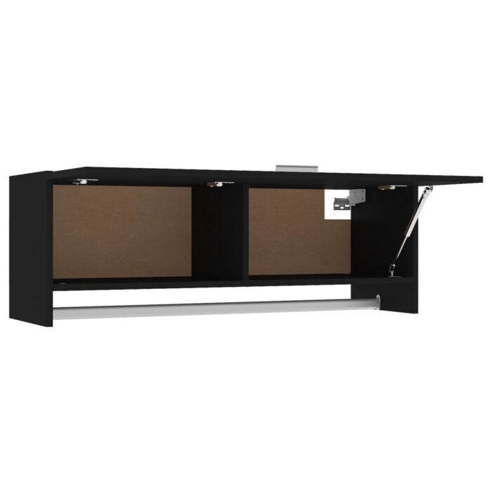 Garde-robe noir 100x32,5x35 cm bois d'ingénierie – Image 4