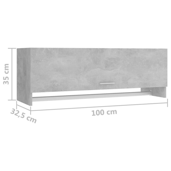 Garde-robe gris béton 100x32,5x35 cm bois d'ingénierie – Image 6