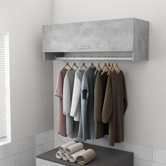 Garde-robe gris béton 100x32,5x35 cm bois d'ingénierie – Image 1