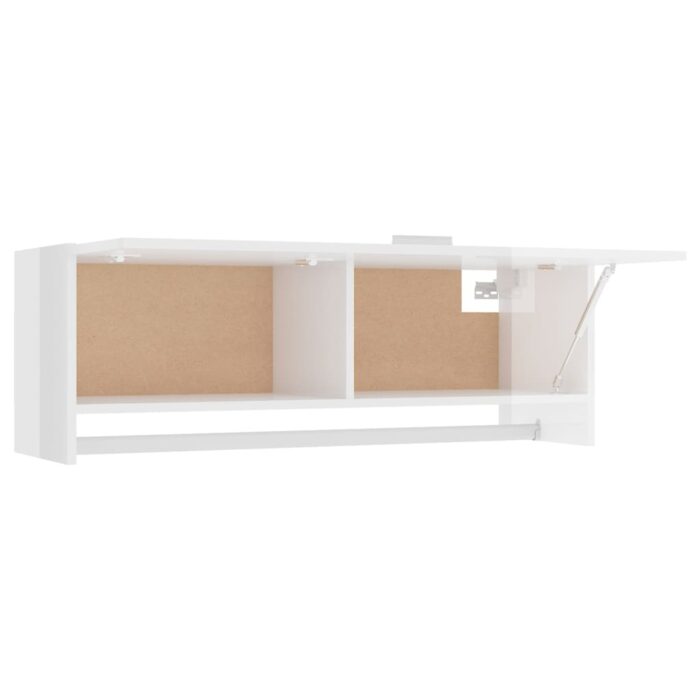 Garde-robe blanc brillant 100x32,5x35 cm bois d'ingénierie – Image 4