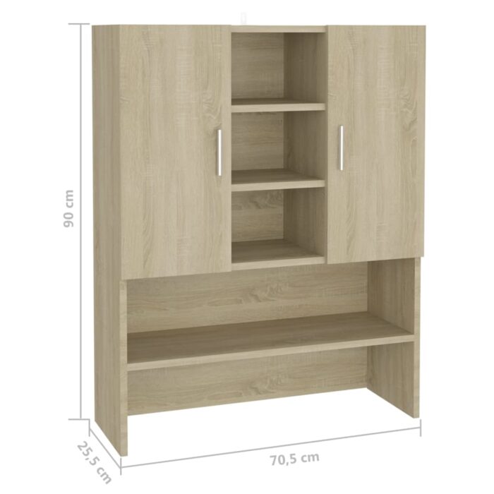 Meuble pour machine à laver Chêne sonoma 70,5x25,5x90 cm – Image 6