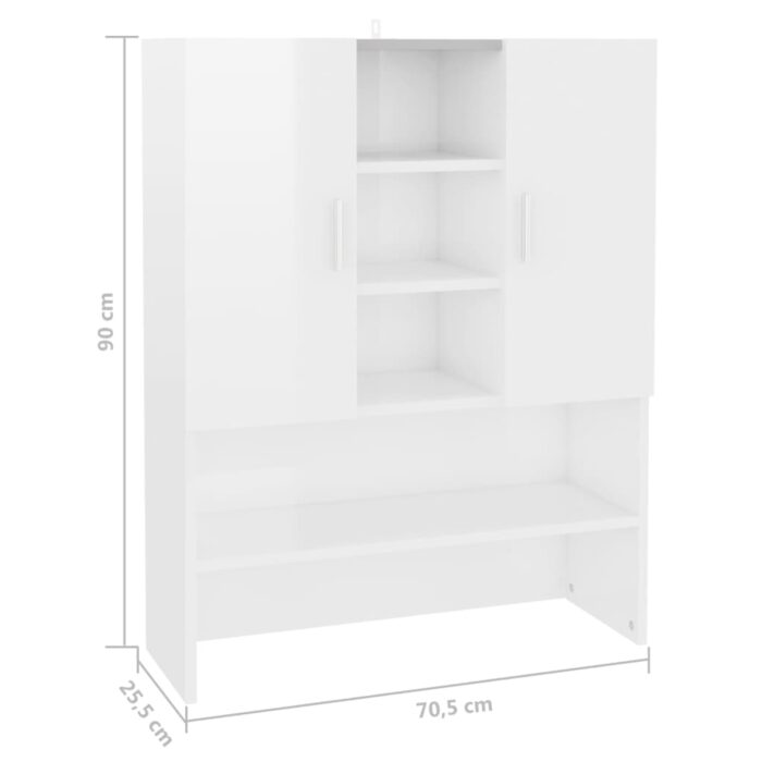 Meuble pour machine à laver Blanc brillant 70,5x25,5x90 cm – Image 6