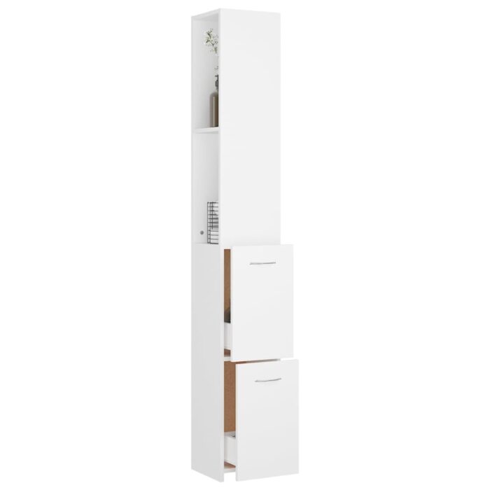 Armoire de salle de bain blanc 25x26,5x170 cm bois d'ingénierie – Image 5