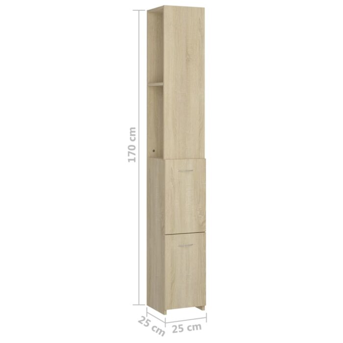 Armoire salle de bain chêne sonoma 25x26,5x170 cm – Image 6